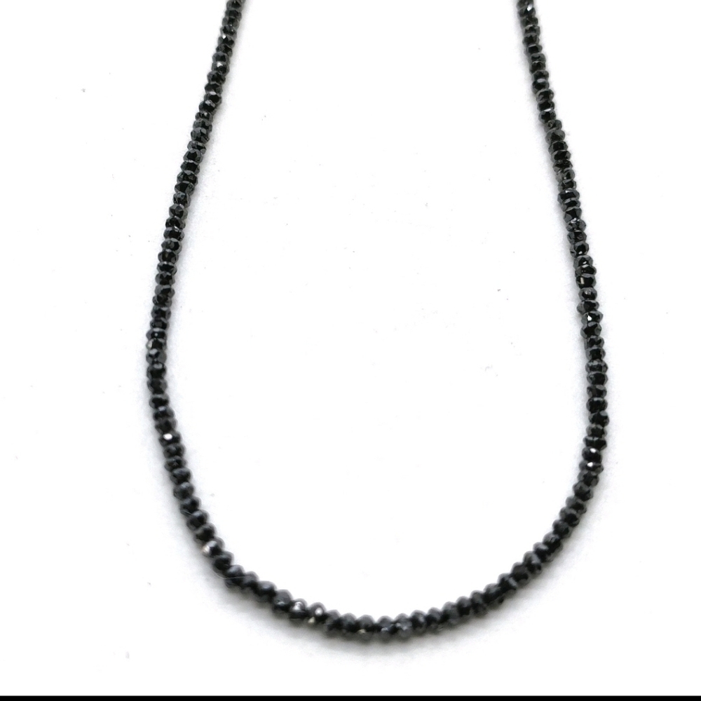 10ctw. Black Diamond Necklace W/18k White Gold Box Link Chain